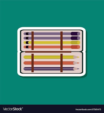 Paper sticker on stylish background pencil box vector image