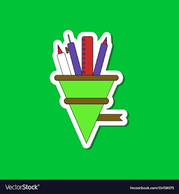 Paper sticker on stylish background pencil pen vector image