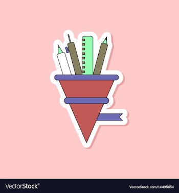 Paper sticker on stylish background pencil pen vector image