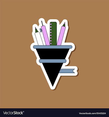 Paper sticker on stylish background pencil pen vector image