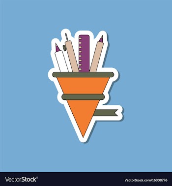 Paper sticker on stylish background pencil pen vector image