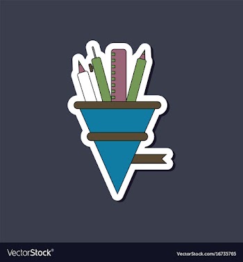 Paper sticker on stylish background pencil pen vector image