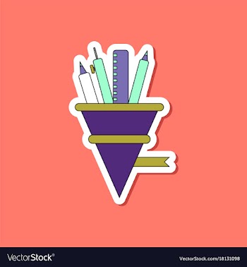 Paper sticker on stylish background pencil pen vector image
