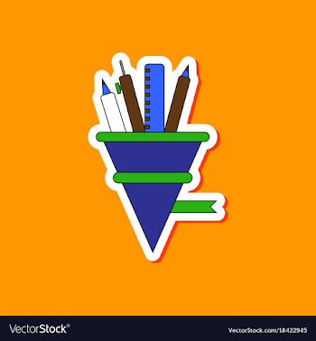 Paper sticker on stylish background pencil pen vector image