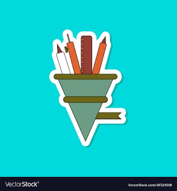 Paper sticker on stylish background pencil pen vector image