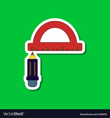 Paper sticker on stylish background pencil ruler vector image