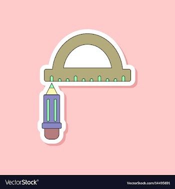 Paper sticker on stylish background pencil ruler vector image