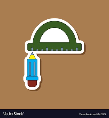Paper sticker on stylish background pencil ruler vector image