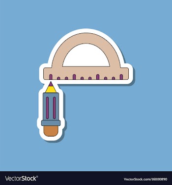 Paper sticker on stylish background pencil ruler vector image