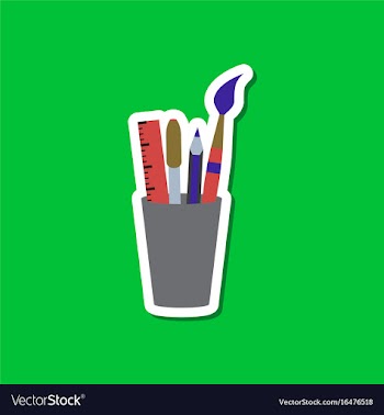 Paper sticker on stylish background pencil ruler vector image