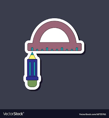 Paper sticker on stylish background pencil ruler vector image