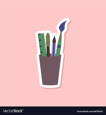 Paper sticker on stylish background pencil ruler vector image