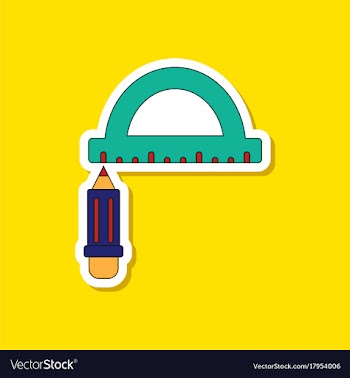 Paper sticker on stylish background pencil ruler vector image