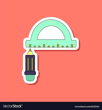 Paper sticker on stylish background pencil ruler vector image