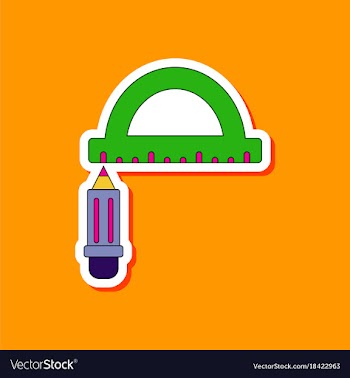 Paper sticker on stylish background pencil ruler vector image