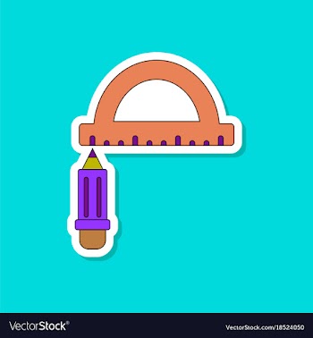 Paper sticker on stylish background pencil ruler vector image