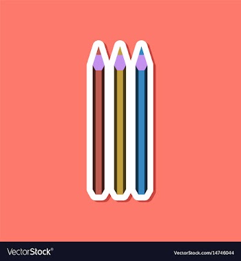 Paper sticker on stylish background pencils vector image