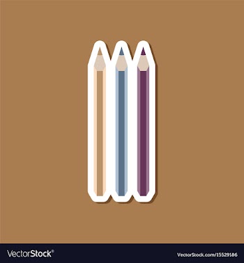 Paper sticker on stylish background pencils vector image