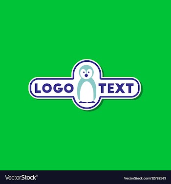 Paper sticker on stylish background penguin logo vector image