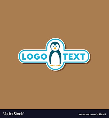 Paper sticker on stylish background penguin logo vector image