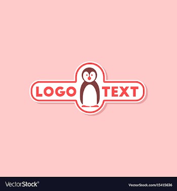 Paper sticker on stylish background penguin logo vector image
