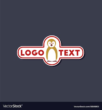 Paper sticker on stylish background penguin logo vector image