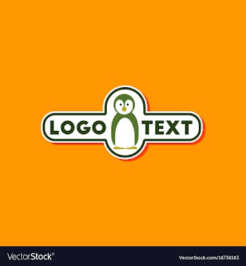 Paper sticker on stylish background penguin logo vector image