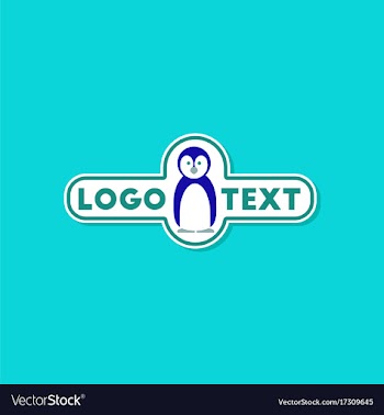 Paper sticker on stylish background penguin logo vector image