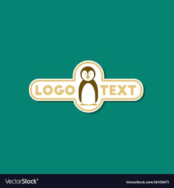 Paper sticker on stylish background penguin logo vector image