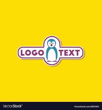 Paper sticker on stylish background penguin logo vector image