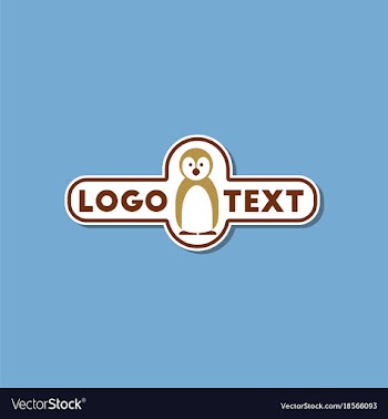 Paper sticker on stylish background penguin logo vector image