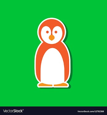 Paper sticker on stylish background penguin vector image