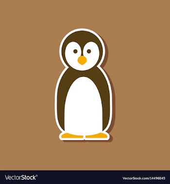 Paper sticker on stylish background penguin vector image