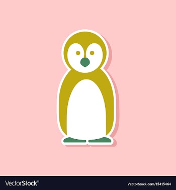 Paper sticker on stylish background penguin vector image