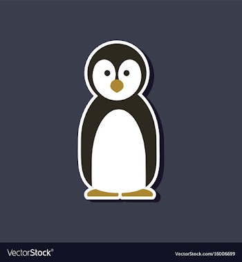 Paper sticker on stylish background penguin vector image