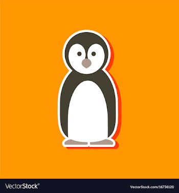 Paper sticker on stylish background penguin vector image