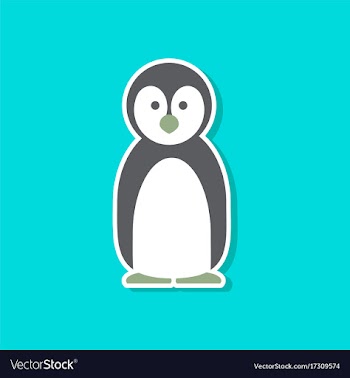 Paper sticker on stylish background penguin vector image