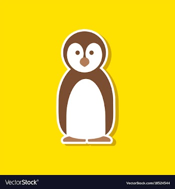 Paper sticker on stylish background penguin vector image