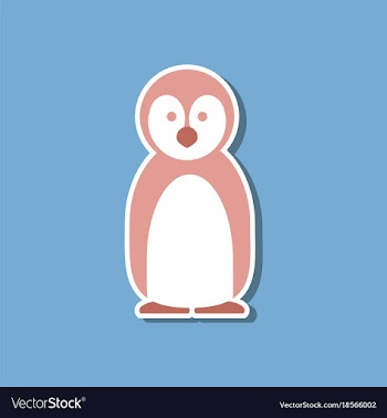 Paper sticker on stylish background penguin vector image