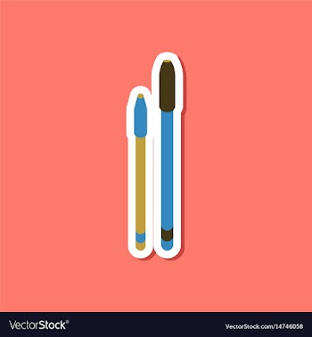 Paper sticker on stylish background pens vector image
