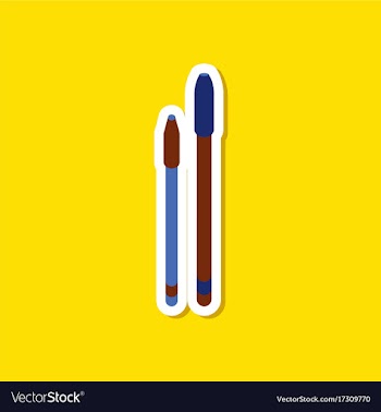 Paper sticker on stylish background pens vector image