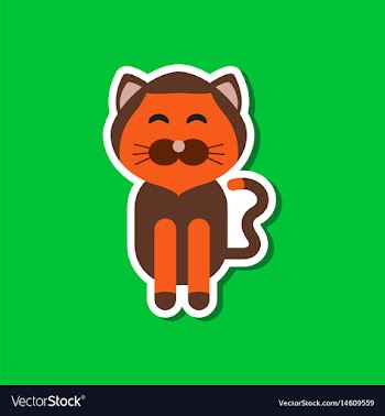 Paper sticker on stylish background pet cat vector image