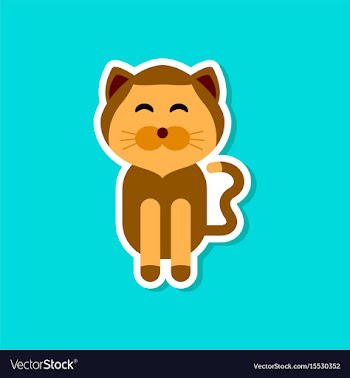 Paper sticker on stylish background pet cat vector image