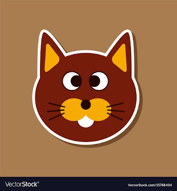 Paper sticker on stylish background pet cat vector image