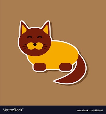 Paper sticker on stylish background pet cat vector image