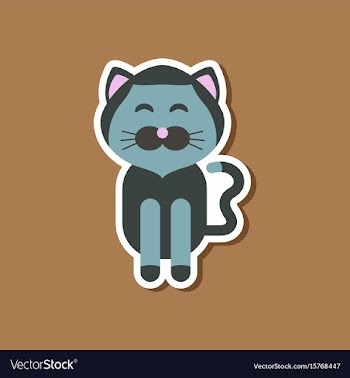 Paper sticker on stylish background pet cat vector image