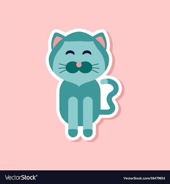 Paper sticker on stylish background pet cat vector image