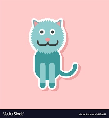 Paper sticker on stylish background pet cat vector image