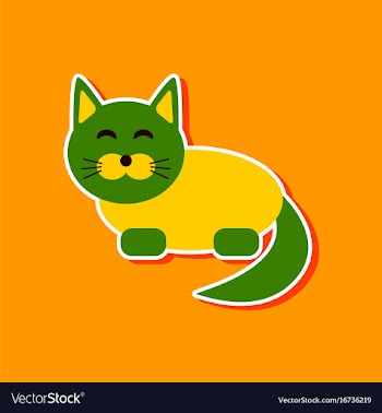 Paper sticker on stylish background pet cat vector image