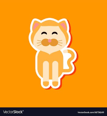 Paper sticker on stylish background pet cat vector image